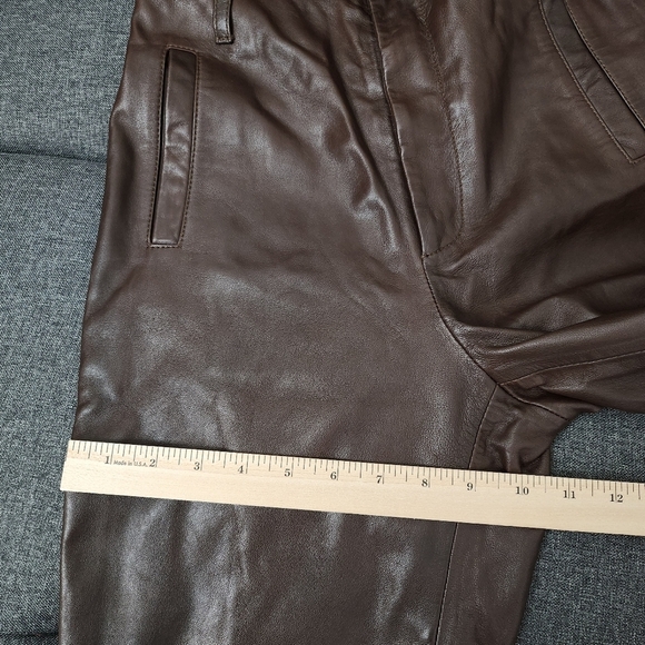 Marissa Webb Pants Womens 2 Brown Lamb Leather Cropped Straight Leg High-Rise - Picture 14 of 16